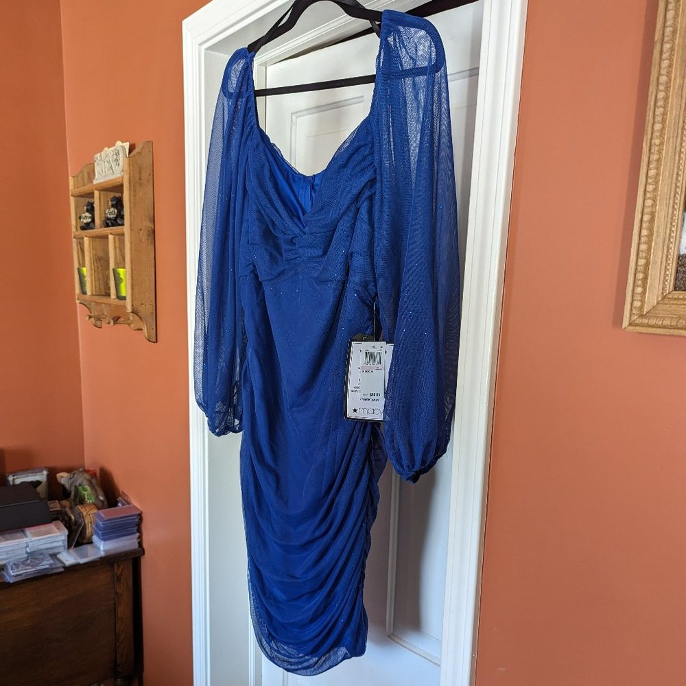 B DARLIN Trendy Plus Size Ruched Glitter Bodycon Dress